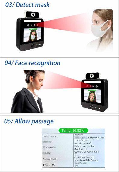 5-calowy ekran dotykowy IPS Skaner temperatury twarzy Kiosk Kod Qr Czytnik Green Pass