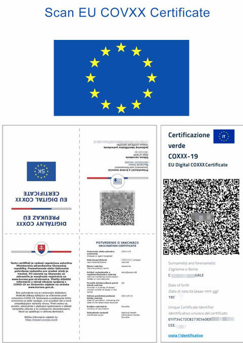 Czytnik kodów QR 5-calowy skaner temperatury do rozpoznawania twarzy EU Green Pass