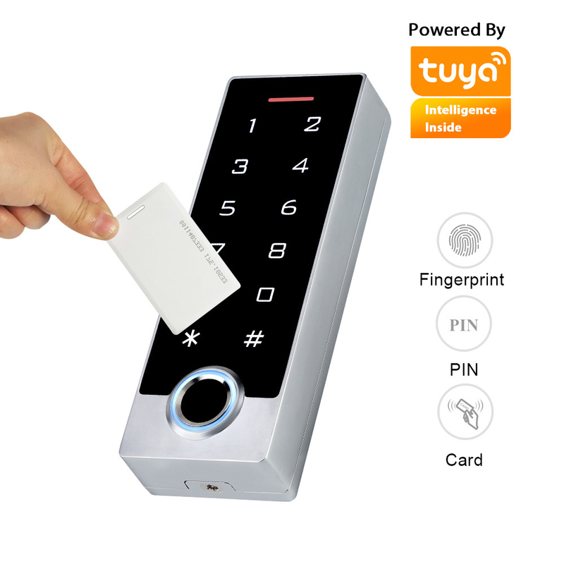 Aplikacja Tuya Biometryczna kontrola dostępu do drzwi z czytnikiem linii papilarnych Karta RFID Wodoodporna klawiatura dotykowa IP68