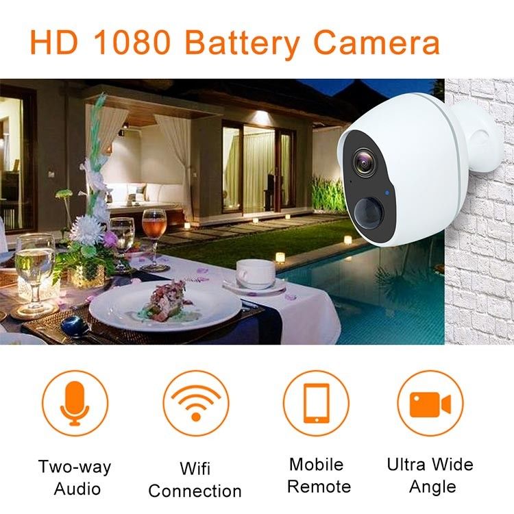 Wodoodporna zewnętrzna, wewnętrzna, akumulatorowa kamera 2MP 5V 2A Mini WiFi