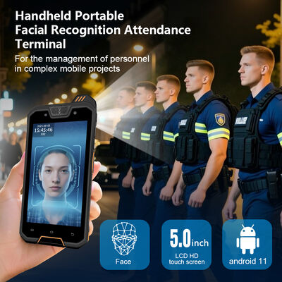 Przenośne ręczne urządzenie do rozpoznawania twarzy z GPS, NFC, skanerem kodów QR i wytrzymałą konstrukcją IP68 do mobilnej rejestracji obecności